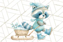 Snow Day Fun PNG, Watercolor Winter Animal Clipart Product Image 5