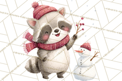 Snow Day Fun PNG, Watercolor Winter Animal Clipart Product Image 2