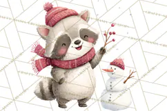 Snow Day Fun PNG, Watercolor Winter Animal Clipart Product Image 2