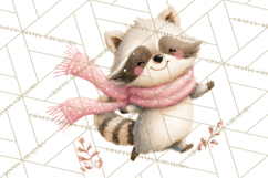 Snow Day Fun PNG, Watercolor Winter Animal Clipart Product Image 3