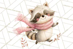 Snow Day Fun PNG, Watercolor Winter Animal Clipart Product Image 3