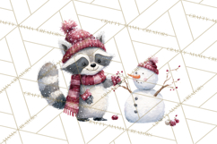 Snow Day Fun PNG, Watercolor Winter Animal Clipart Product Image 4
