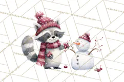 Snow Day Fun PNG, Watercolor Winter Animal Clipart Product Image 4