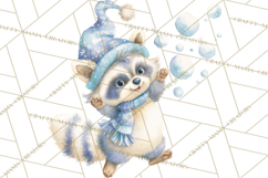 Snow Day Fun PNG, Watercolor Winter Animal Clipart Product Image 5