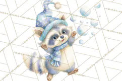 Snow Day Fun PNG, Watercolor Winter Animal Clipart Product Image 5