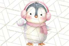 Snow Day Fun PNG, Watercolor Winter Animal Clipart Product Image 2