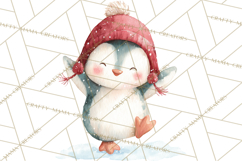 Snow Day Fun PNG, Watercolor Winter Animal Clipart Product Image 3