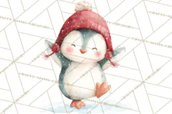 Snow Day Fun PNG, Watercolor Winter Animal Clipart Product Image 3