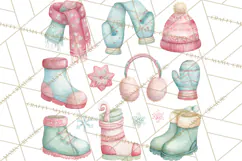 Snow Day Fun PNG, Watercolor Winter Animal Clipart Product Image 2