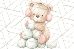 Snow Day Fun PNG, Watercolor Winter Animal Clipart Product Image 4