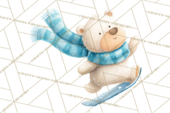Snow Day Fun PNG, Watercolor Winter Animal Clipart Product Image 5