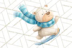 Snow Day Fun PNG, Watercolor Winter Animal Clipart Product Image 5
