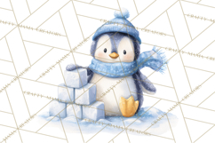 Snow Day Fun PNG, Watercolor Winter Animal Clipart Product Image 2