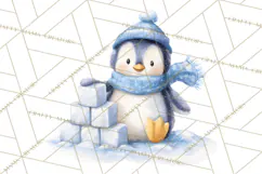Snow Day Fun PNG, Watercolor Winter Animal Clipart Product Image 2