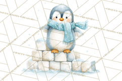 Snow Day Fun PNG, Watercolor Winter Animal Clipart Product Image 3