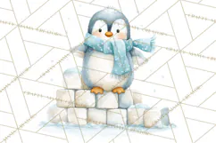 Snow Day Fun PNG, Watercolor Winter Animal Clipart Product Image 3