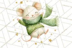 Snow Day Fun PNG, Watercolor Winter Animal Clipart Product Image 4