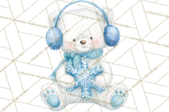 Snow Day Fun PNG, Watercolor Winter Animal Clipart Product Image 2