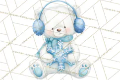 Snow Day Fun PNG, Watercolor Winter Animal Clipart Product Image 2
