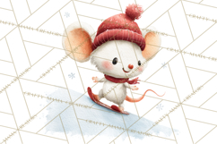Snow Day Fun PNG, Watercolor Winter Animal Clipart Product Image 3