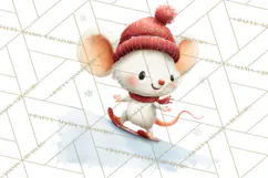 Snow Day Fun PNG, Watercolor Winter Animal Clipart Product Image 3