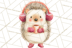 Snow Day Fun PNG, Watercolor Winter Animal Clipart Product Image 5