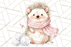 Snow Day Fun PNG, Watercolor Winter Animal Clipart Product Image 2