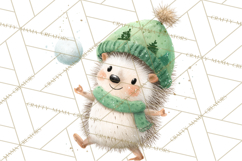Snow Day Fun PNG, Watercolor Winter Animal Clipart Product Image 3