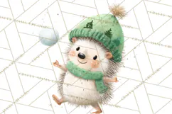 Snow Day Fun PNG, Watercolor Winter Animal Clipart Product Image 3