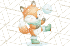 Snow Day Fun PNG, Watercolor Winter Animal Clipart Product Image 4