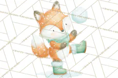 Snow Day Fun PNG, Watercolor Winter Animal Clipart Product Image 4