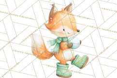 Snow Day Fun PNG, Watercolor Winter Animal Clipart Product Image 5