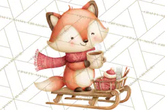 Snow Day Fun PNG, Watercolor Winter Animal Clipart Product Image 2