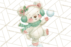 Snow Day Fun PNG, Watercolor Winter Animal Clipart Product Image 3