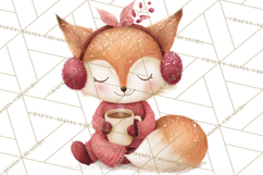 Snow Day Fun PNG, Watercolor Winter Animal Clipart Product Image 4