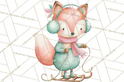 Snow Day Fun PNG, Watercolor Winter Animal Clipart Product Image 5