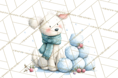 Snow Day Fun PNG, Watercolor Winter Animal Clipart Product Image 4