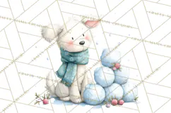 Snow Day Fun PNG, Watercolor Winter Animal Clipart Product Image 4