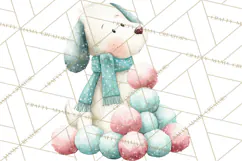 Snow Day Fun PNG, Watercolor Winter Animal Clipart Product Image 5