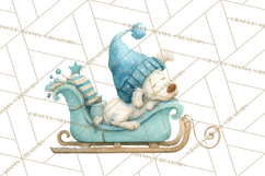 Snow Day Fun PNG, Watercolor Winter Animal Clipart Product Image 2