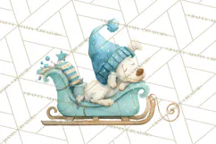 Snow Day Fun PNG, Watercolor Winter Animal Clipart Product Image 2