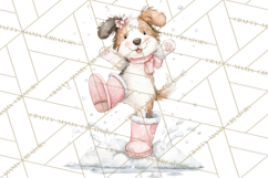 Snow Day Fun PNG, Watercolor Winter Animal Clipart Product Image 3