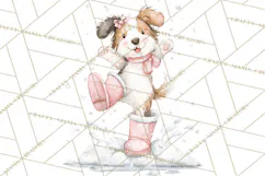 Snow Day Fun PNG, Watercolor Winter Animal Clipart Product Image 3