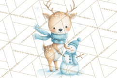 Snow Day Fun PNG, Watercolor Winter Animal Clipart Product Image 4