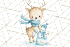 Snow Day Fun PNG, Watercolor Winter Animal Clipart Product Image 4