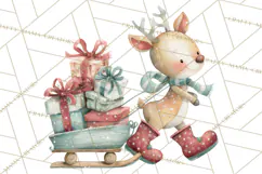 Snow Day Fun PNG, Watercolor Winter Animal Clipart Product Image 5
