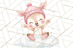 Snow Day Fun PNG, Watercolor Winter Animal Clipart Product Image 2