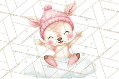 Snow Day Fun PNG, Watercolor Winter Animal Clipart Product Image 2