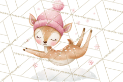 Snow Day Fun PNG, Watercolor Winter Animal Clipart Product Image 4
