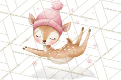 Snow Day Fun PNG, Watercolor Winter Animal Clipart Product Image 4